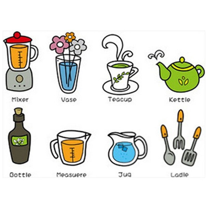 Most popular kitchen poster stickers Food Drink 3d vinyl decals dining room fridge decoration adhesive mural wallpaper 45*30cm