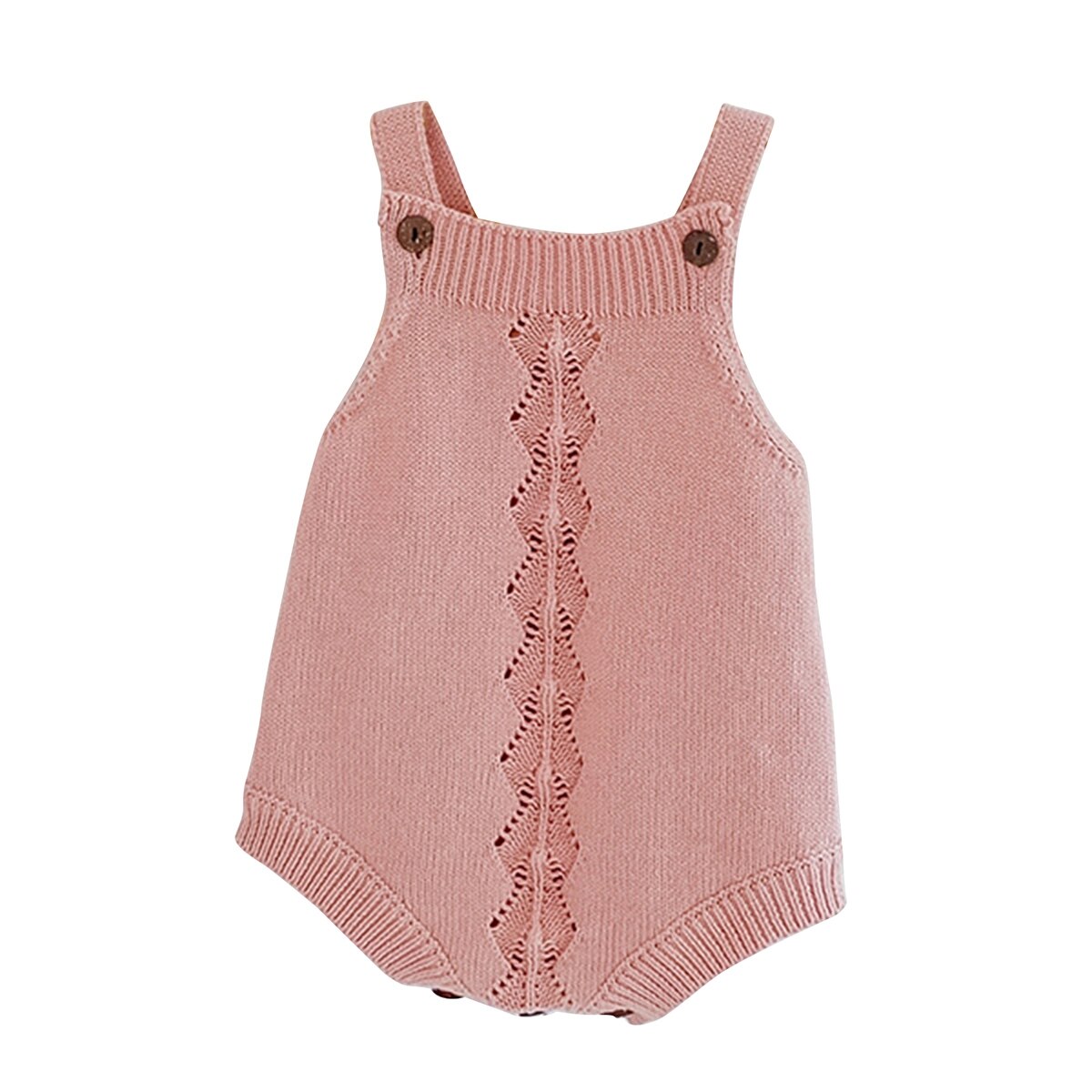 Roupa do macacão da menina do menino da criança, pijamas de uma peça sem mangas do fechamento da pressão da correia da cor sólida por 0-2 anos: Rosa / 24 m