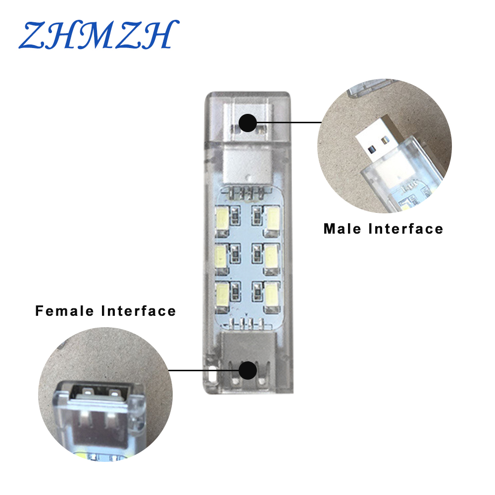 12 led'er mini-lampe usb led-natlampe han-til-hun-interface stabelbar læselampe med dobbelt emission ultralys boglampe