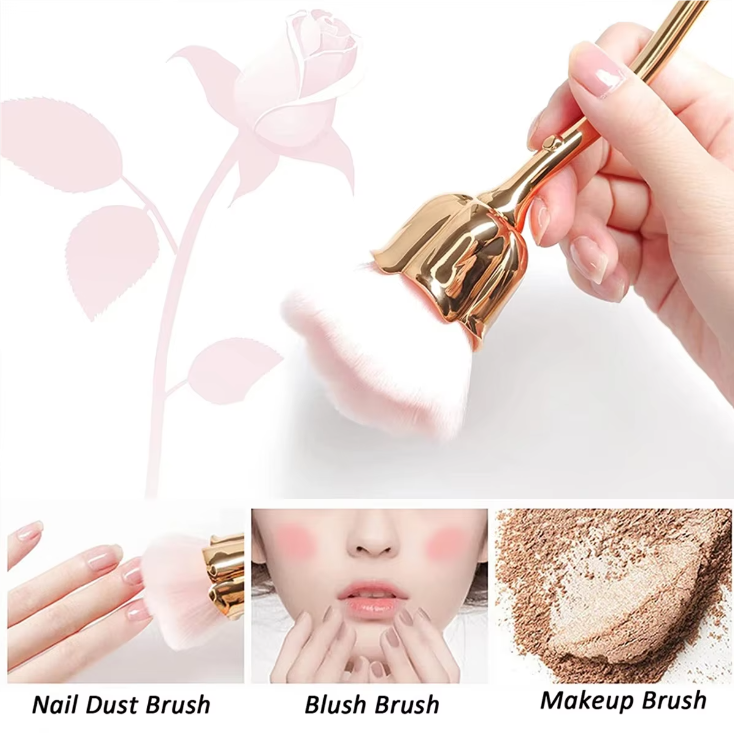 Pincel de flor rosa para accesorios de manicura, herramienta para mujeres, herramientas de belleza facial, cepillo para polvo de decoración de uñas, 1 Uds., herramientas de maquillaje de aseo
