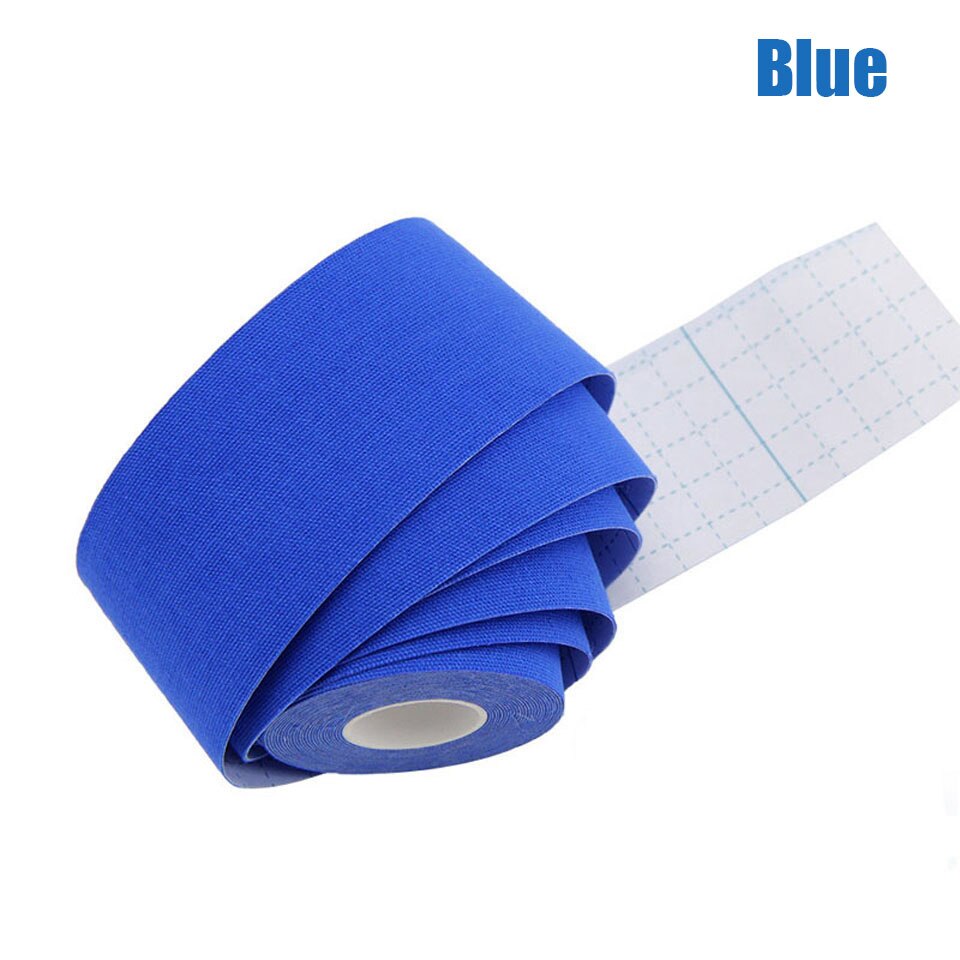 Cinta de kinesiología de una pieza, vendaje muscular deportivo, cinta adhesiva elástica de algodón para lesiones por tensión, alivio del dolor muscular de rodilla: XXS / Azul