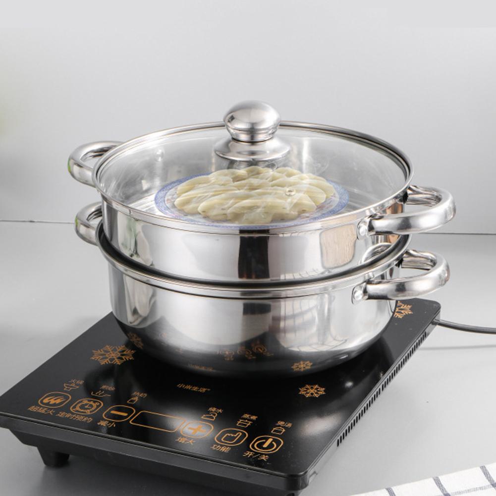 Stainless Steel Thick Steamer Pot Soup Steam Pot Universal Cooking Pots For Induction Cooker Gas Stove Two-layer Steam Pot