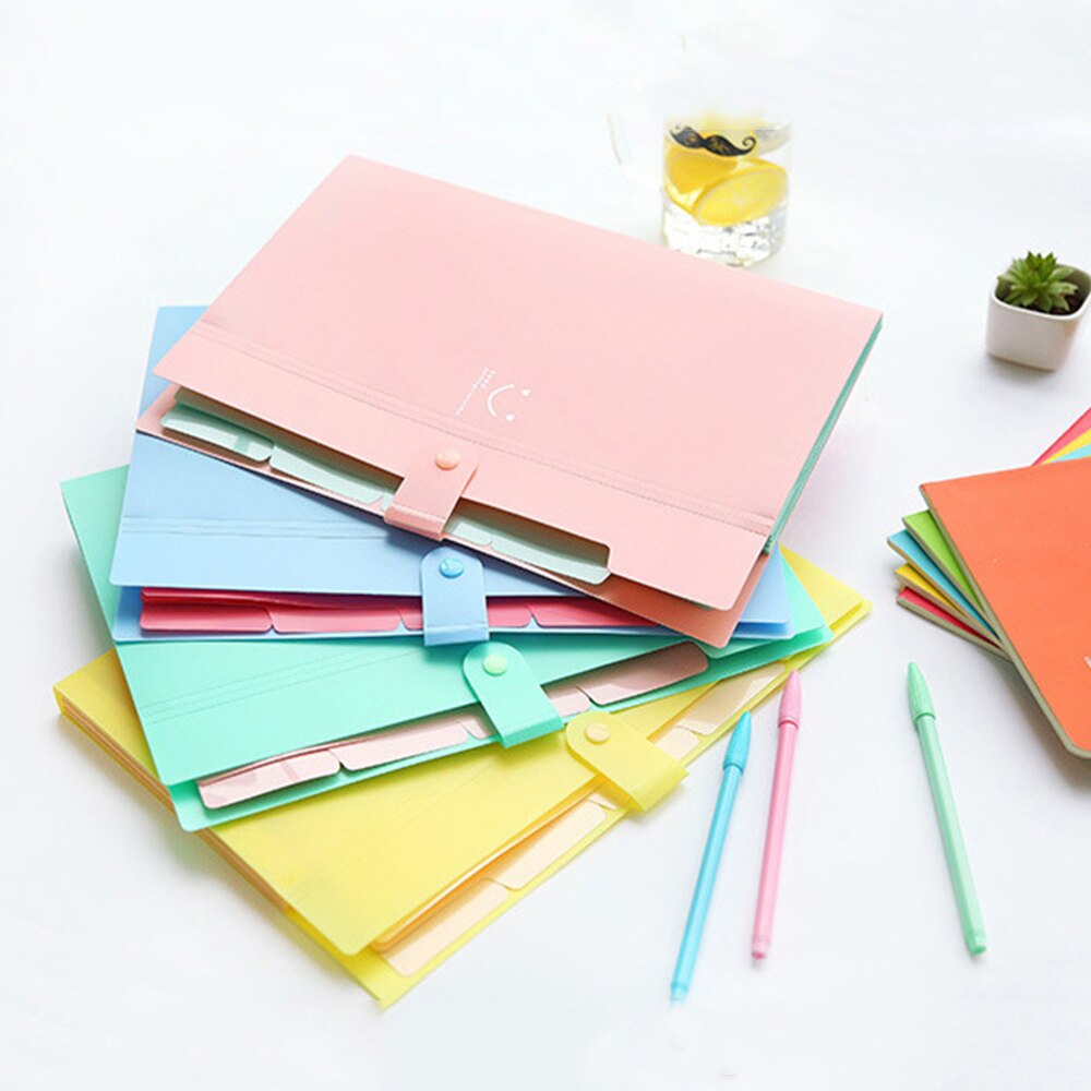 A4 5 Pockets File Folders Bill Folder Binder Filing Clip Large Pouch Document Holder Business File Organizer Office Supplies