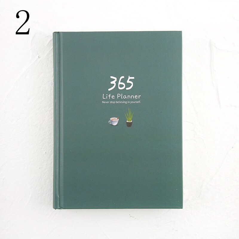 Cuaderno planificador de 365 días, Agenda anual, Bloc de notas de página interior colorida, papelería diaria para la escuela y la Oficina: 2