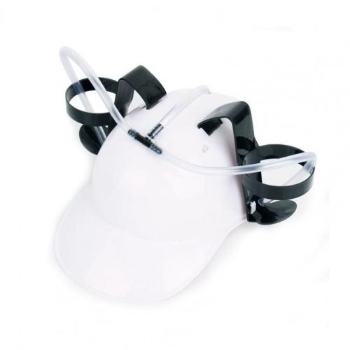 Casco para beber cerveza y refresco, sombrero para de cumpleaños, juguete único y fresco, bebida manos libres, juguete minero, novedad de: Blanco