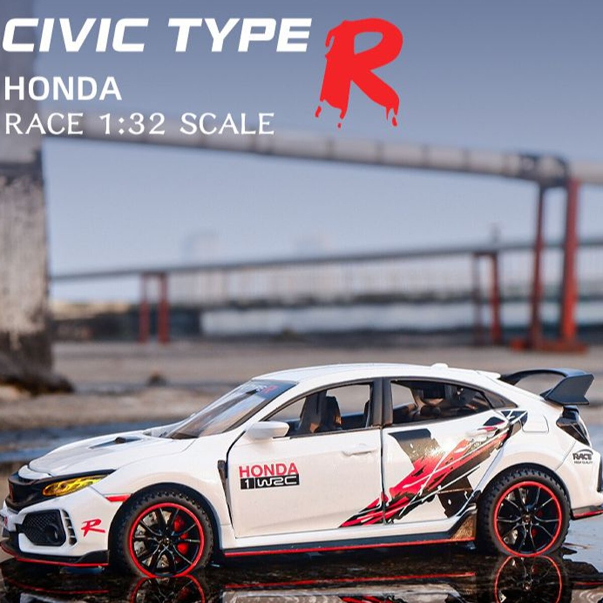 Toy 1:32 HONDA CIVIC TYPE-R Diecasts &amp; Vehicles Metal Car Model Sound Light Toys For Children Christmas Collection