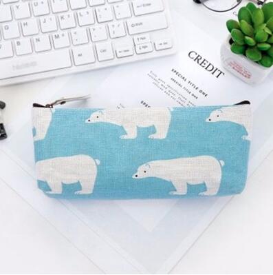 Vierkante katoenen en linnen etui met flamingoprint, rits, eenvoudige studentenstudie, schrijfwarentas, portemonnee: C