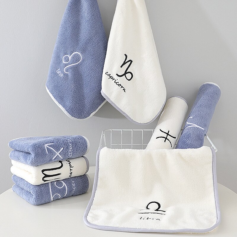 32*60cm Face Towel Microfiber Water Absorption Constellations Home Quick Dry Towels Small Soft Embroidery Bath Shower