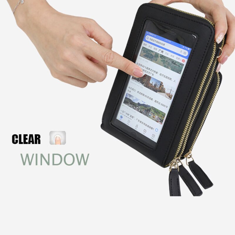 Bolso multifunción para teléfono móvil, bandolera transparente con correa para el hombro, para el pecho, monedero, bandolera de mujer