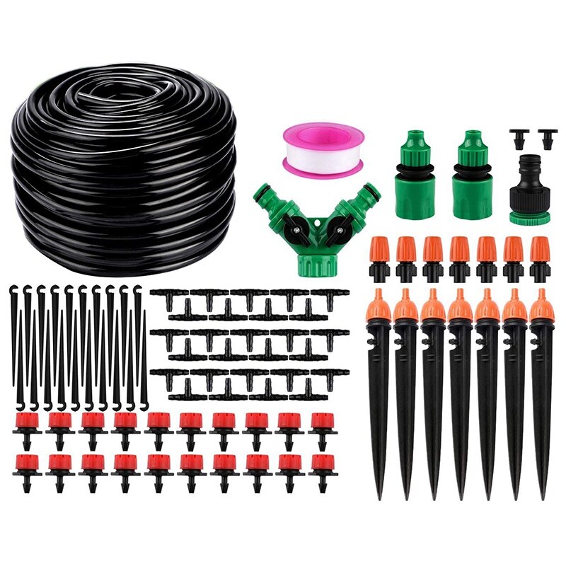 Drip Irrigation Kit, 40M 1/4 Inch Garden Irrigation System DIY Micro-Sprinkler Drip Irrigation Drip Irrigation Garden