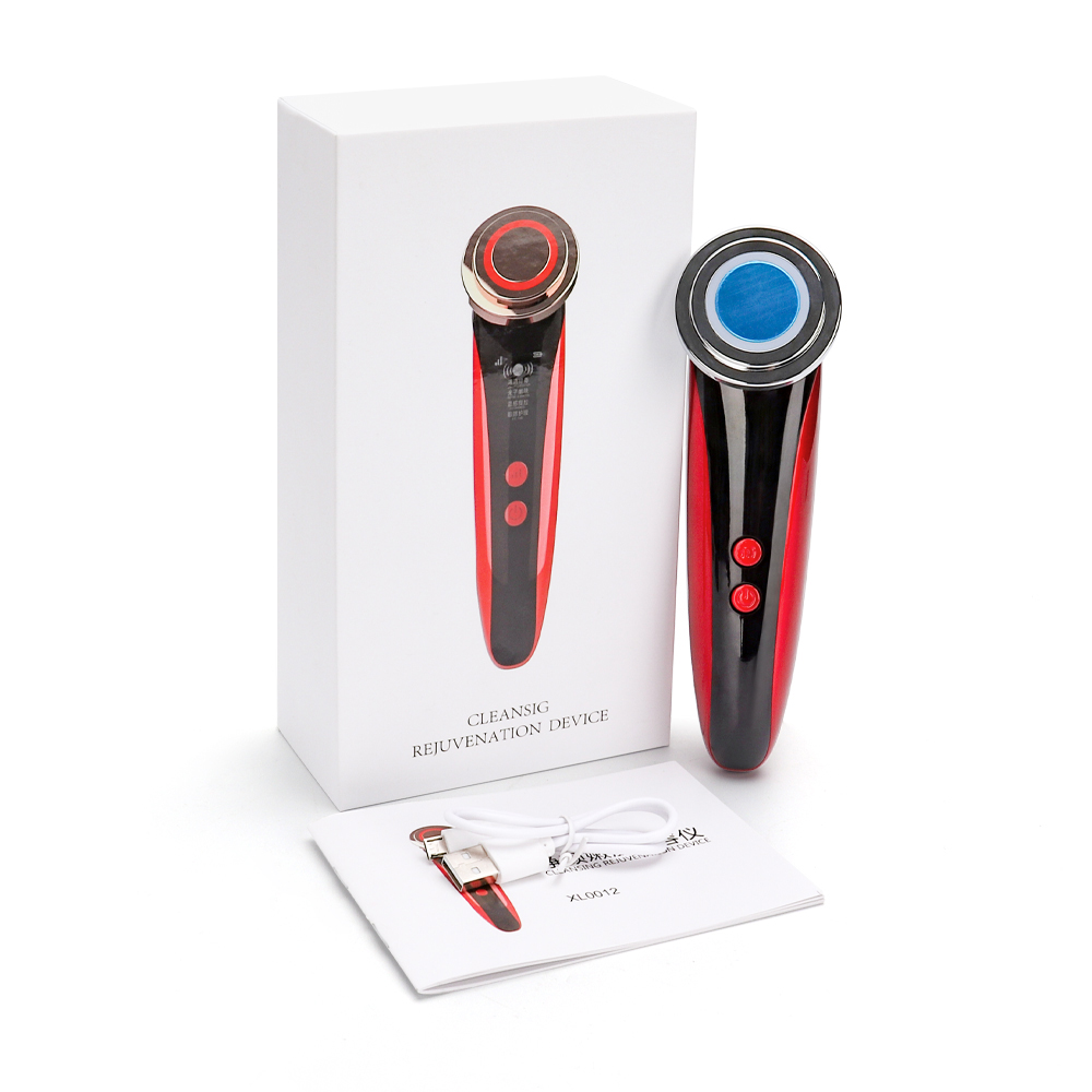 dispositivo de belleza EMS de radiofrecuencia RF LED Facial luz azul roja fotón limpieza Facial levantamiento Tighte eliminación de arrugas cuidado de los ojos