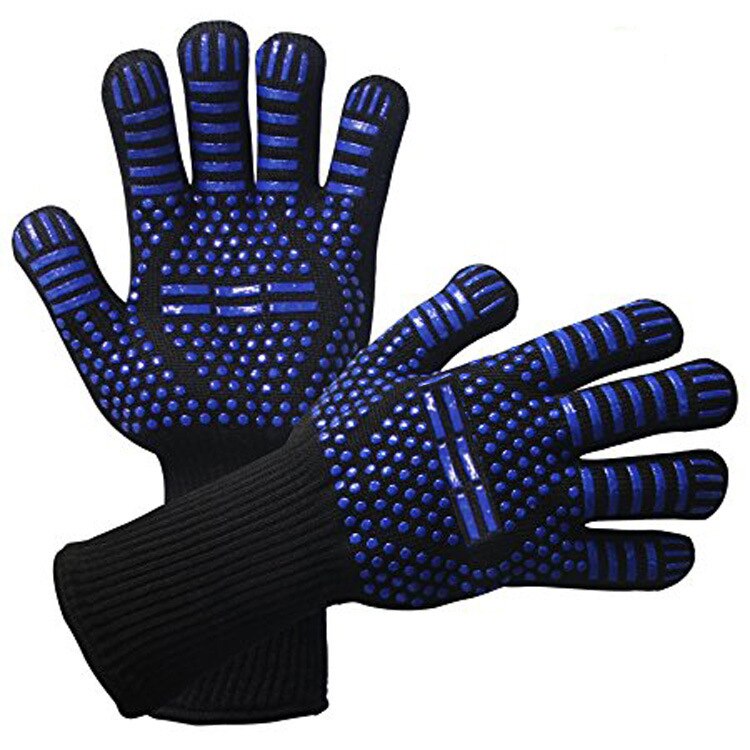 1 paar Hittebestendige Ovenwanten 1470 F Dikke Siliconen Ovenwanten Koken Bakken Barbecue BBQ Grill Wanten Keuken Handschoenen: Blue B1 Pair