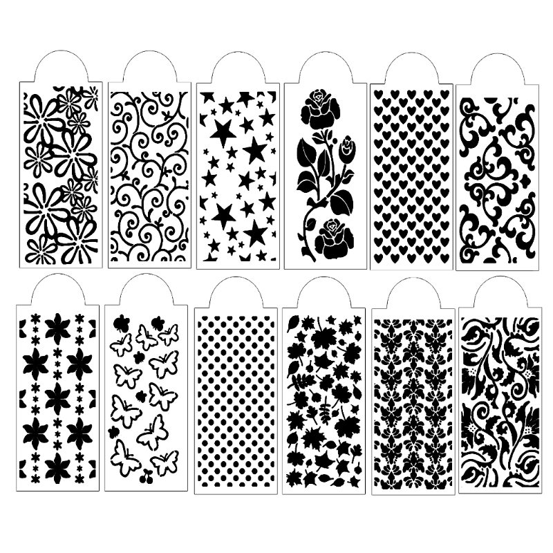 12pcs DIY Star Heart Drawing Stencils Templates Embossing Paper Card Painting Scrapbooking Stamp Album Decoration