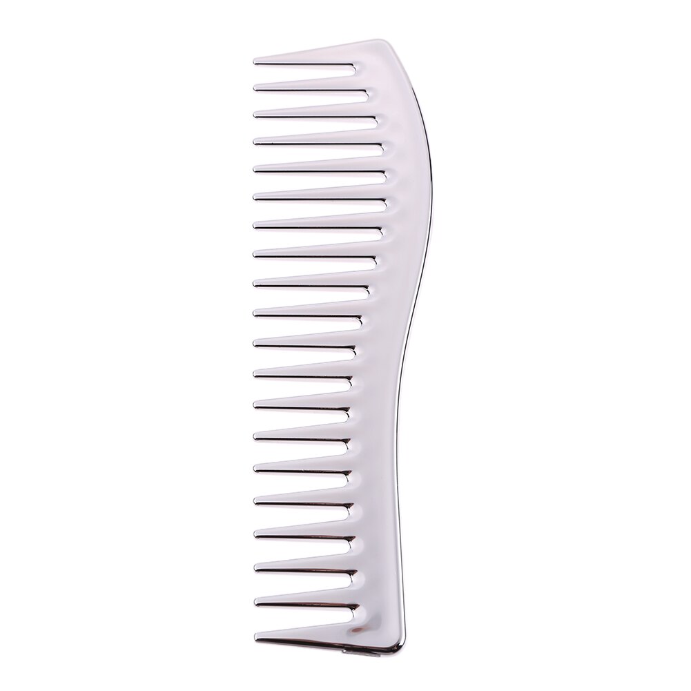 Peine de resina galvanizado para peluquería, cepillo de pelo de masaje para el cuero cabelludo, peine grande de diente ancho, herramienta para corte de pelo, peines para peluquero: Plata