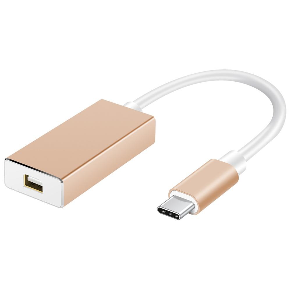 Newest Thunderbolt 3 USB-C to Mini DisplayPort Converter 4K@60HZ Type-C to Mini DP Adapter for MacBook: Gold