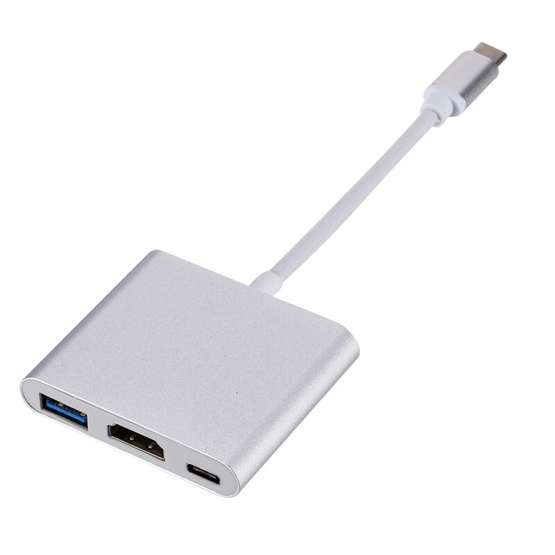 USB C To HDMI 3 in 1 Cable Converter for Usb 3.1 Thunderbolt 3 Phone To Monitor Type C Switch To HDMI 4K Adapter Cable 1080P: Silver A version