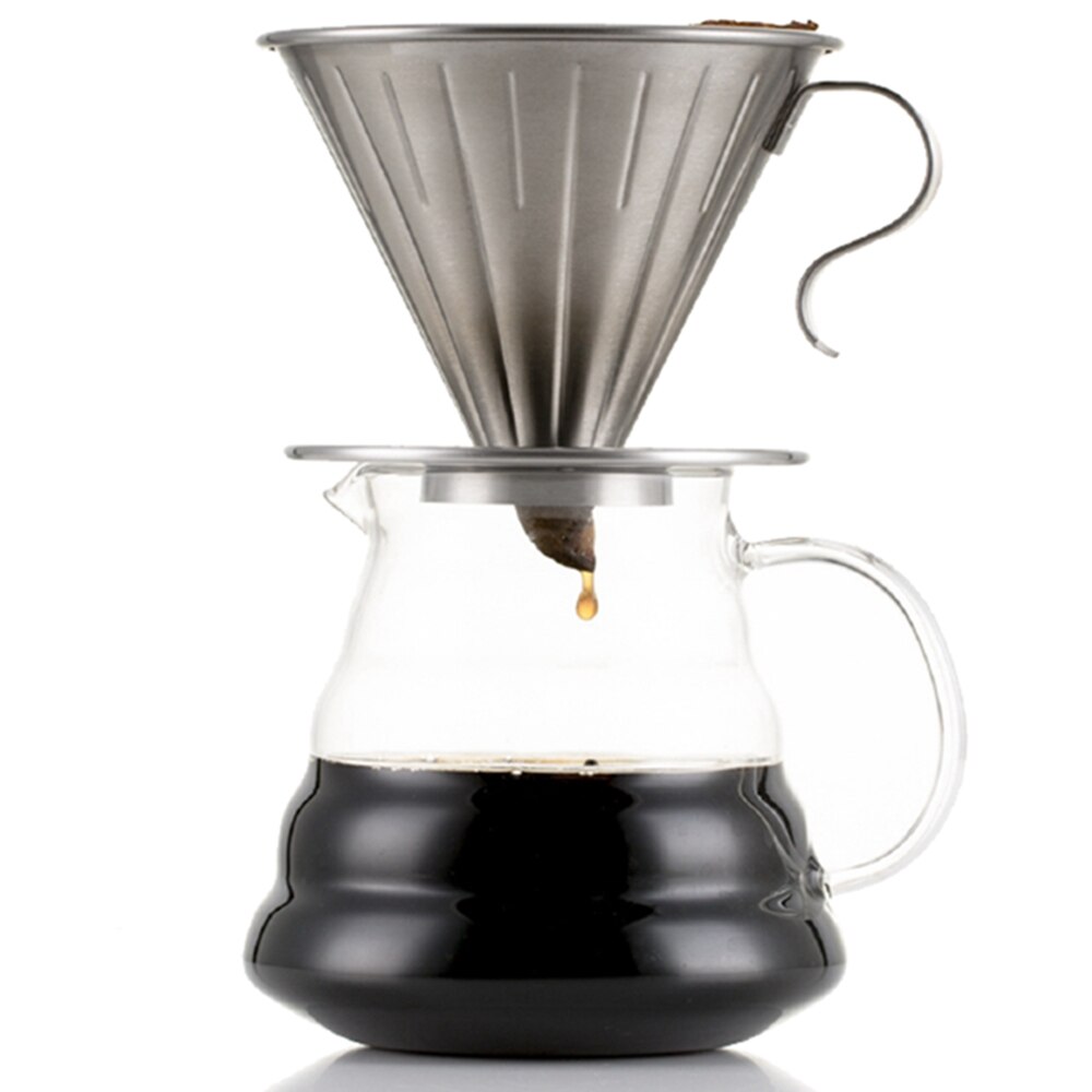 Ecocoffee Reusable V60 Coffee Filter Cup Maker Stainless Steel Holder Metal Mesh Funnel Baskets Coffee Paper Filter