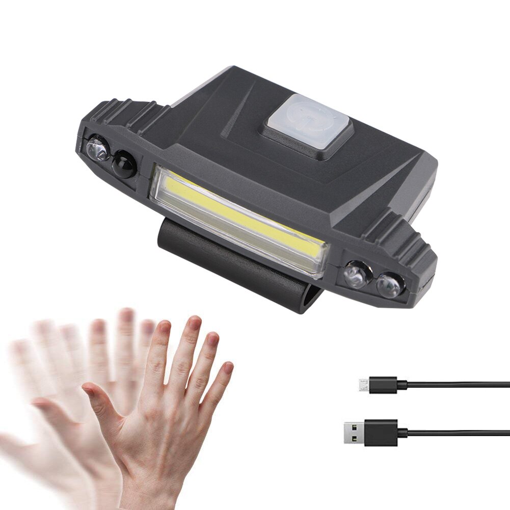 Sanyi COB détecteur de mouvement LED phare bouchon lumière 90 degrés rotatif Clip-on chapeau lampe Induction lampe frontale lanterne batterie intégrée