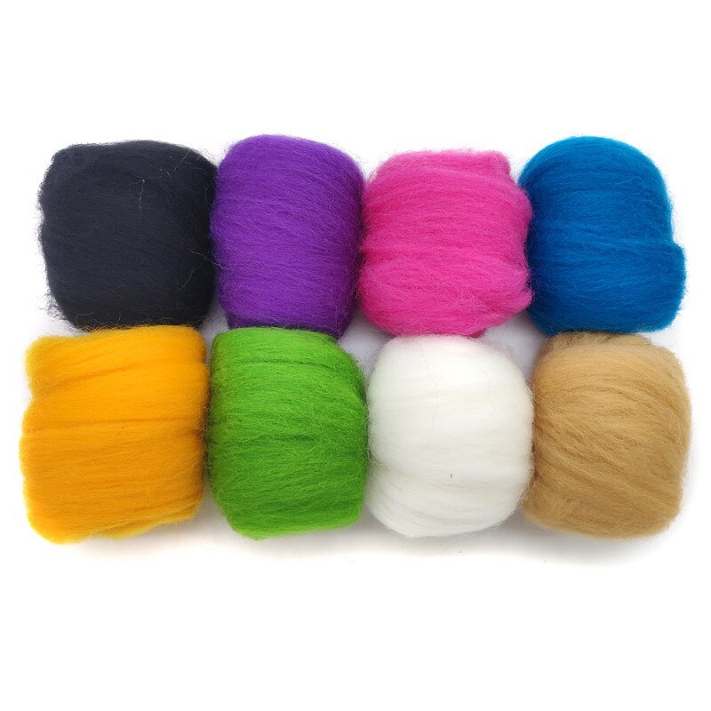 8 Pack Needle Felting Wool Roving 10g x 8 Color Total 80g Merino Wool 70S (19 Microns) Eco-friendly Super Soft Natural: No. 7