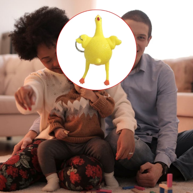1pc mini-schlüsselanhänger, scherzartikel, anti-stress-hühnchen-spielzeug zur unterhaltung, weiches, eierlegendes hühner-fidget-spielzeug zum drücken
