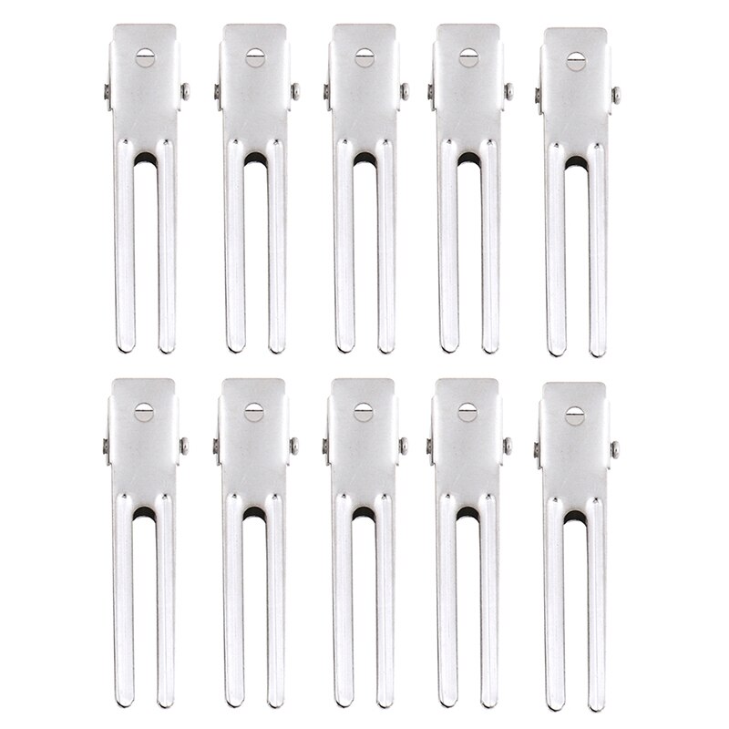 10pcs 46mm DIY Double Prong Alligator Hair Clips Flat Metal Boutique Hairpins With No Teeth For Hair Styling Accessory