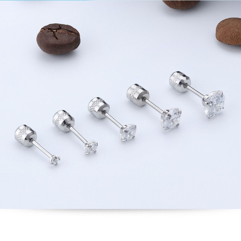 5 Pairs Rvs Cubic Zirconia Stud Oorbellen Set Voor Hypoallergeen Multi-Piercing Oren Van Mannen Vrouwen Jongens Meisjes