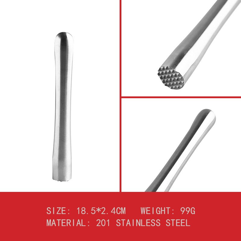 Lemon Stainless Steel Broken Popsicle Bar Mixer Bar Mojito Cocktail DIY Drink Fruit Muddler Crushed Ice Barware Bar Tools: 18.5cm All steel