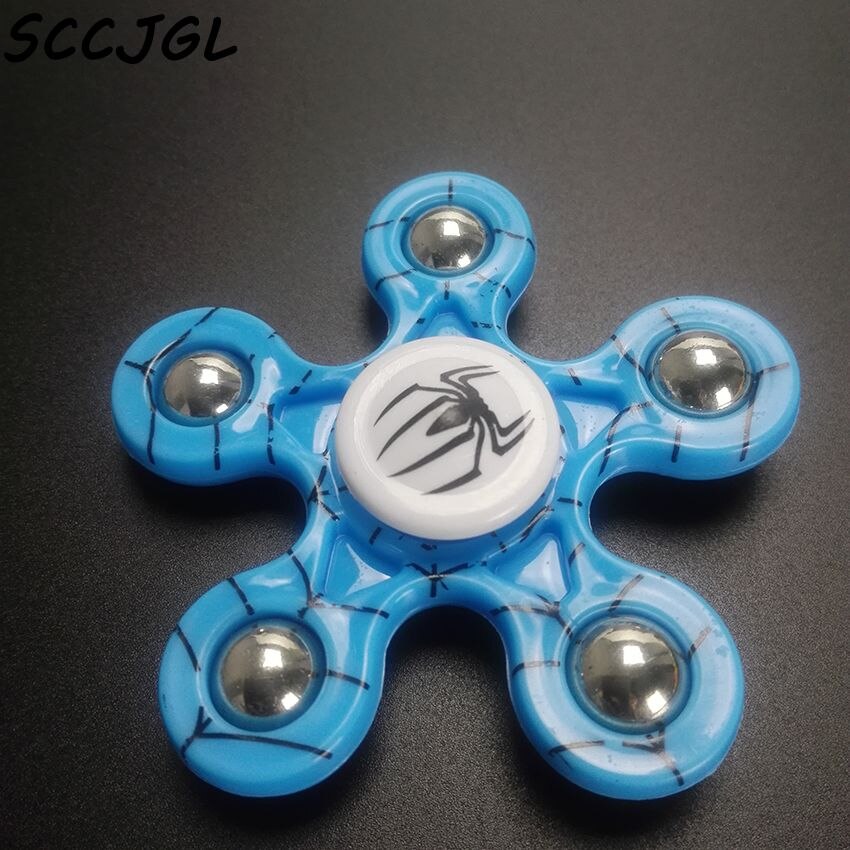 SCCJGL Toys Spider Pattern Hand Spinner Five Metal beads Fidget Spinner & fidgets Adults Children stress wheel autisms Toys: Blue