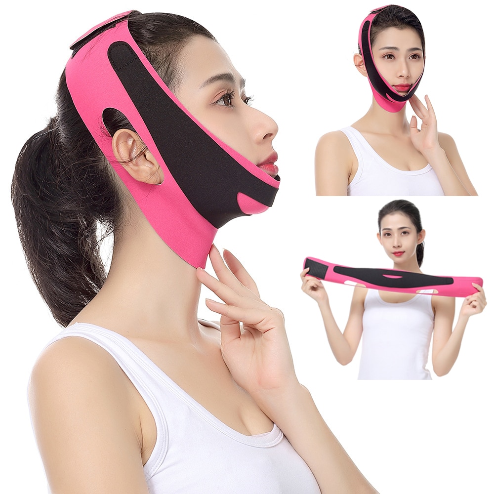 Face Lifting Thin Facial Belt V Face Bandage Reduce Double Chin Slim Lift Up Lifting Slimming Beauty Tool Pink Black: Default Title