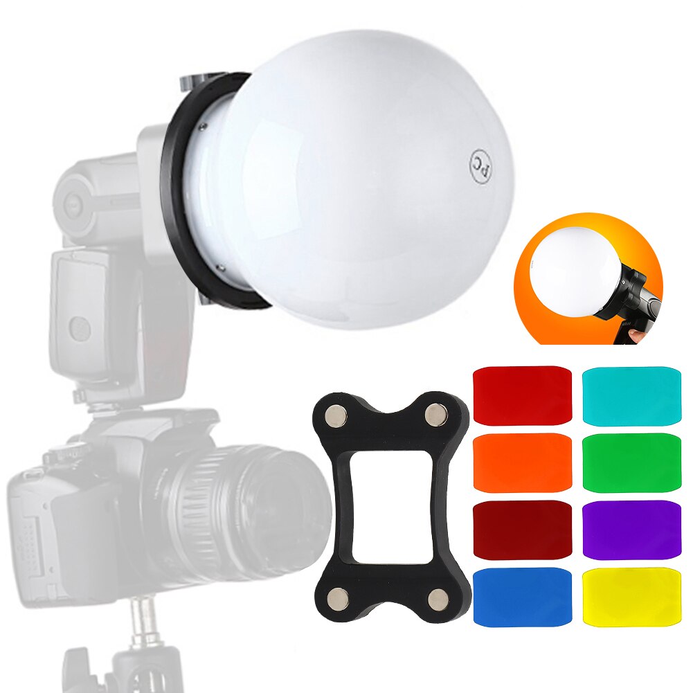 Universal--Weichen Licht Ball 15cm Runde Diffusor Abdeckung mit 8 Farbe Filter Haar-accessoire Blitz softbox