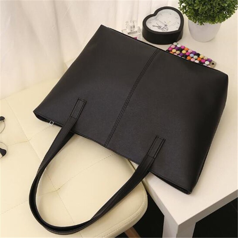 Women Girls Messenger Bags Black Soft PU Leather Hangbag Women Shoulder Bag Satchel Crossbody Tote Handbag Purse: black-1