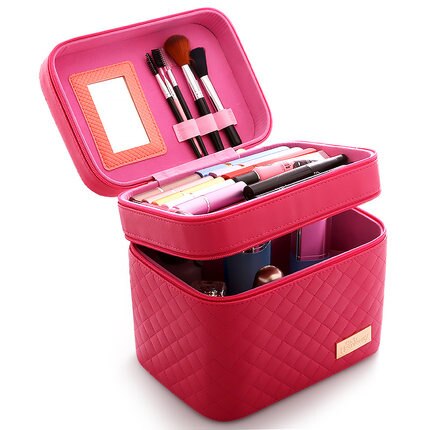 Maleta de maquillaje para mujer de gran capacidad, Neceser cosmético a la , caja de almacenamiento multicapa, portátil