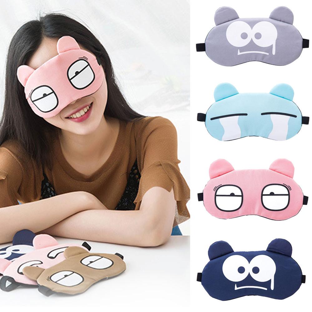 1pc Cute Cartoon Expression Eye Mask Soft Funny Sleeping Mask Cover Travel Relax Eye Band Eyepatch Aid Kids Protective Blindfold