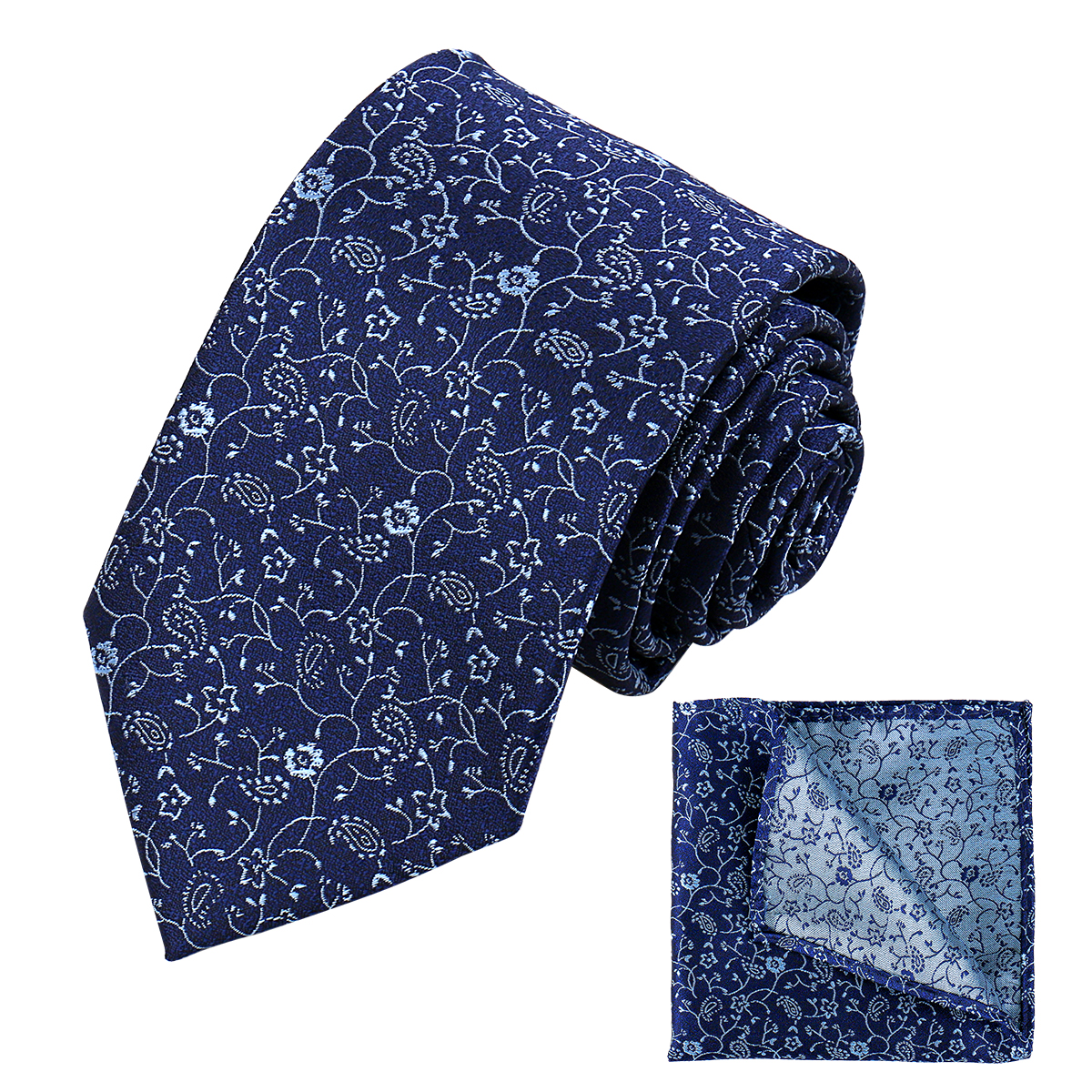 Corbata cuadrada de bolsillo para hombre, conjunto de negocios, corbata, pañuelo, tejido Jacquard, Floral, Paisley, para padrino de boda: Azul cielo