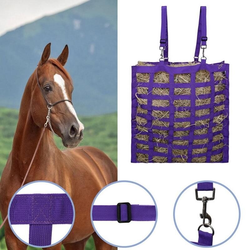 Easy-feed Patented Four Sided Slow Feeder Horse Hay Bag Farm Animal Hay Bale Storage Bag Sheep Feeding Tote Bag Travel Feeder