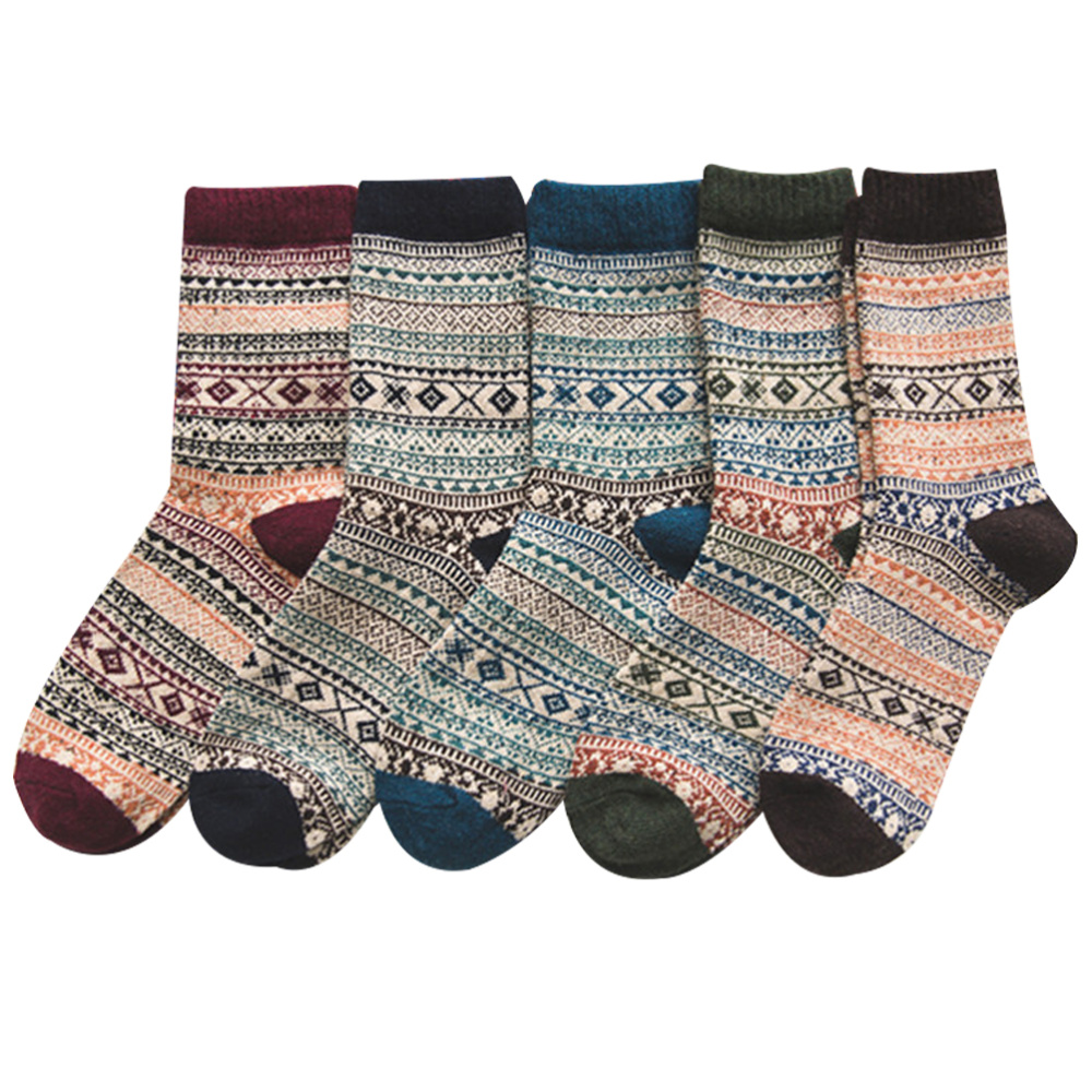 5 par varme lette lette komfortable etniske holdbare genanvendelige uldsokker sokker sprots sokker mand borfriends