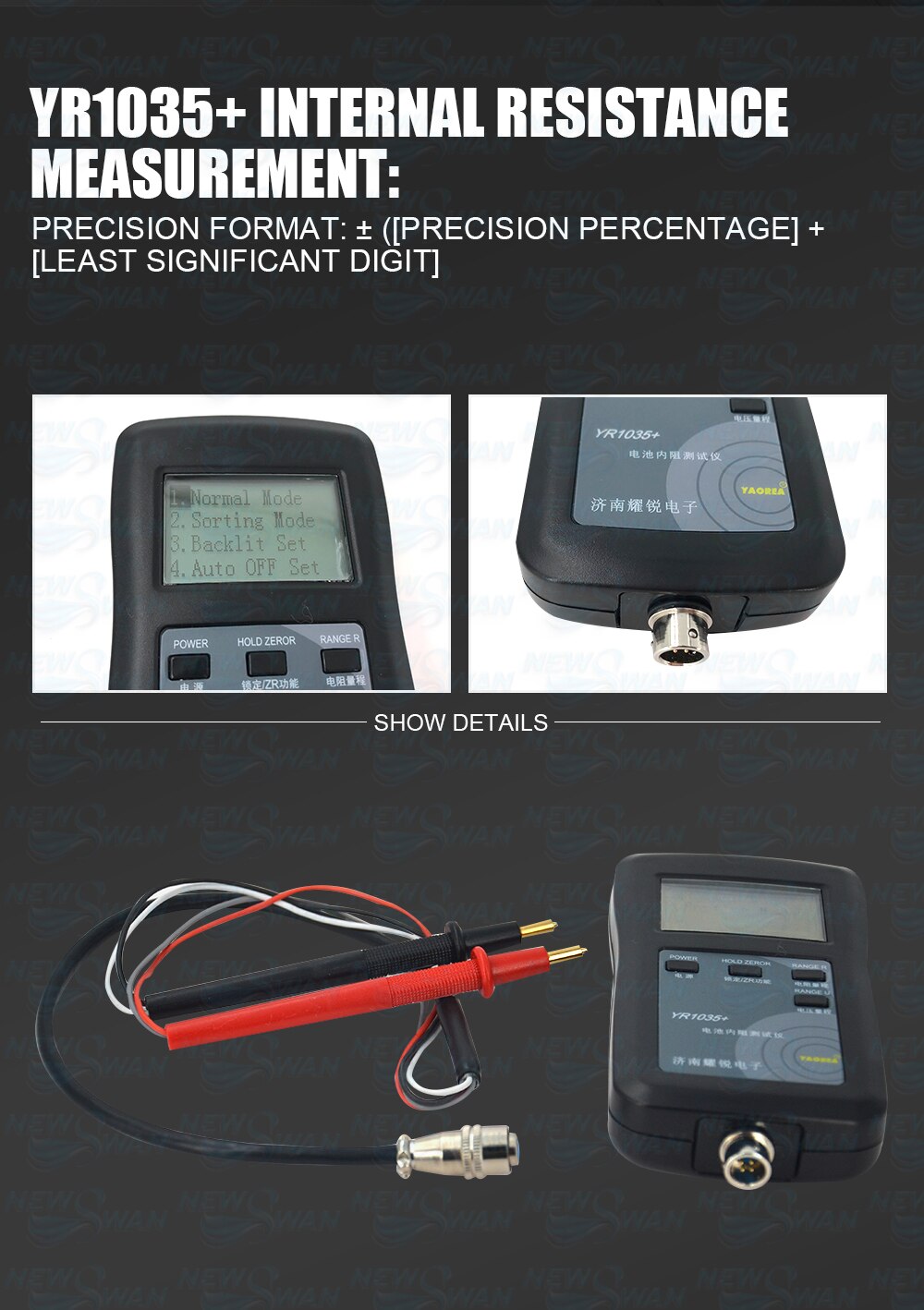 Original Four-line YR1035 Lithium Battery Internal Resistance Meter Tester Detector 18650 Dry Battery With Enhanced Pen