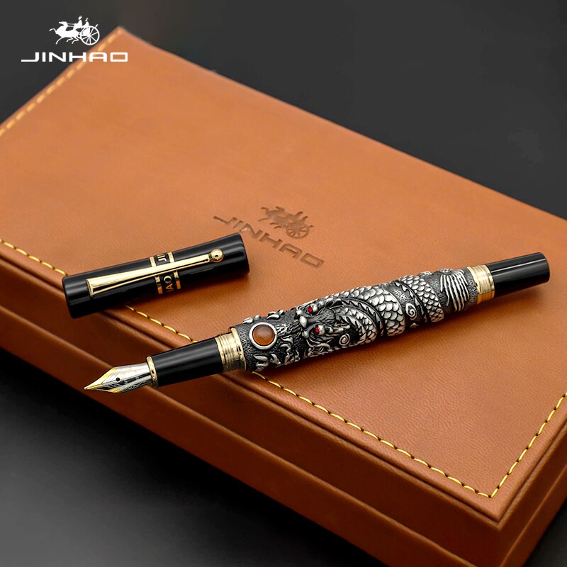 Jinhao 155 Penna A Sfera Metallo Dorato - Classica Elegante Con Ricambio Nero - Scrittura Regolare - 2