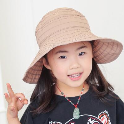 BINGYUANHAOXUAN Meisjes Grote Rand Zonnehoed Golvend Strand Strohoed Leuke Zon Cap: Khaki