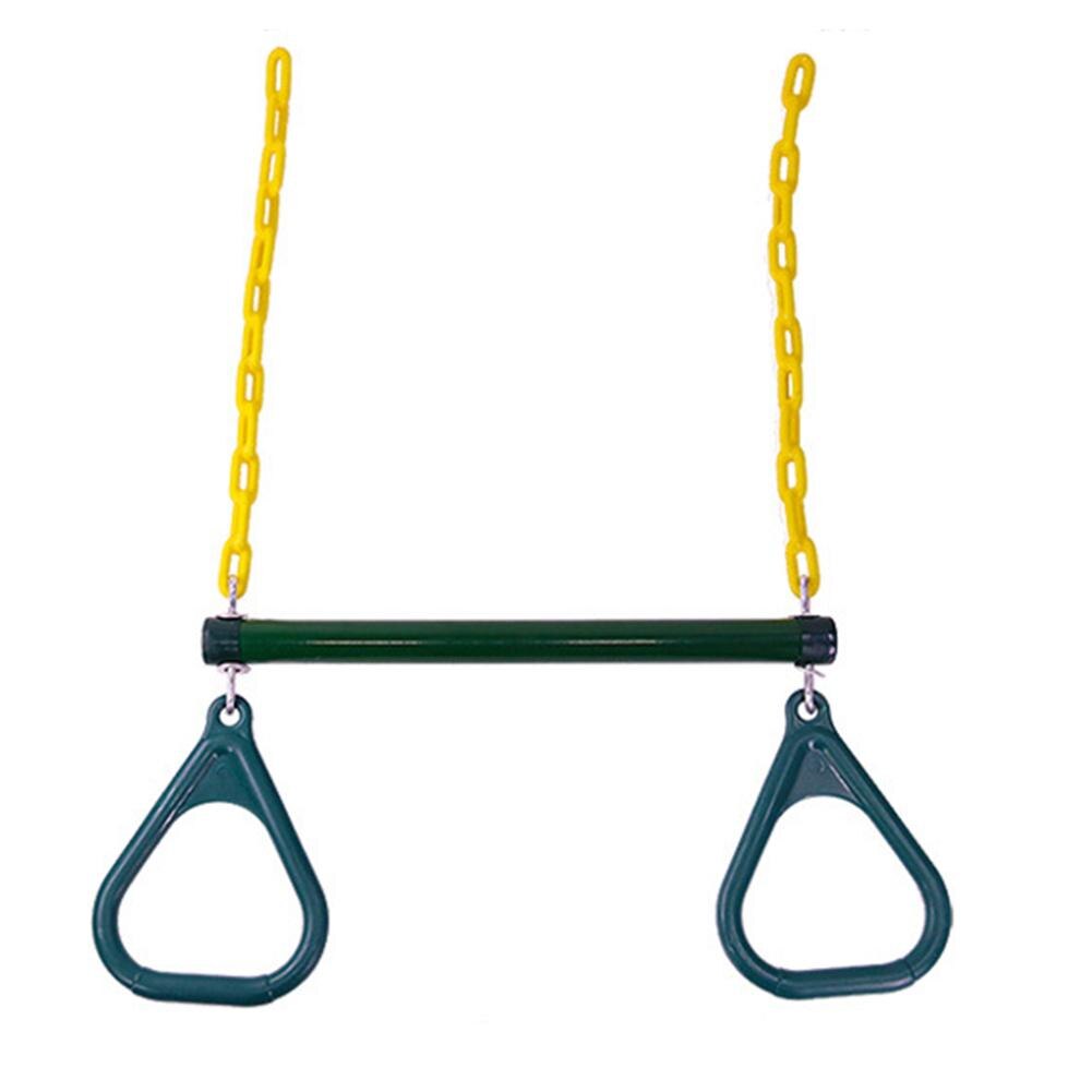 Iron Kids Carabiner Locking Rings Chain Trapeze Swing Bar Outdoor Playing Set Gym Swing Games