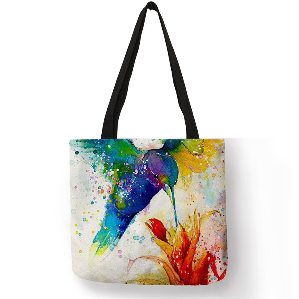 Aquarel Animal Art Linnen Tote Tas Met Print Herbruikbare Boodschappentassen Voor Boodschappen Casual Mode Handtassen Voor Vrouwen: 003