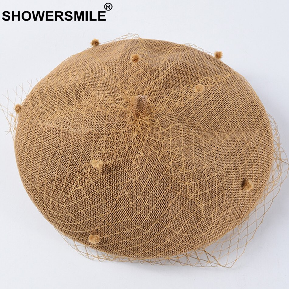 SHOWERSMILE femme béret bordeaux maille artiste chapeaux pour les femmes Style français concepteur de dames été peintre casquette