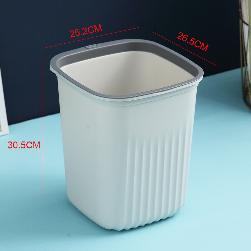 S/M/L Simple Kitchen Trash Can Household Bathroom Square Ggarbage Can Without Lid Bathroom Toilet Plastic Waste Bin: White L