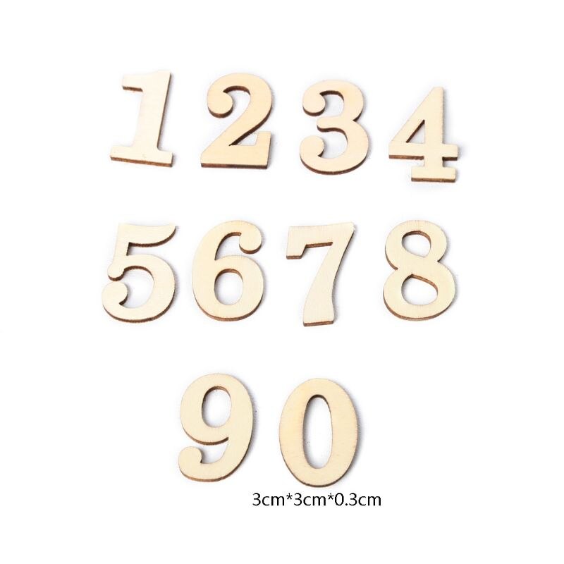 10Pcs DIY Wooden Numbers 0 to 9 Decorative Sign Board For Wedding Party Crafts