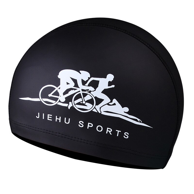 Casquette de natation pour Sports aquatiques, cheveux longs, Super élastique, utilisé pour femmes et hommes adultes: Black Triathlon