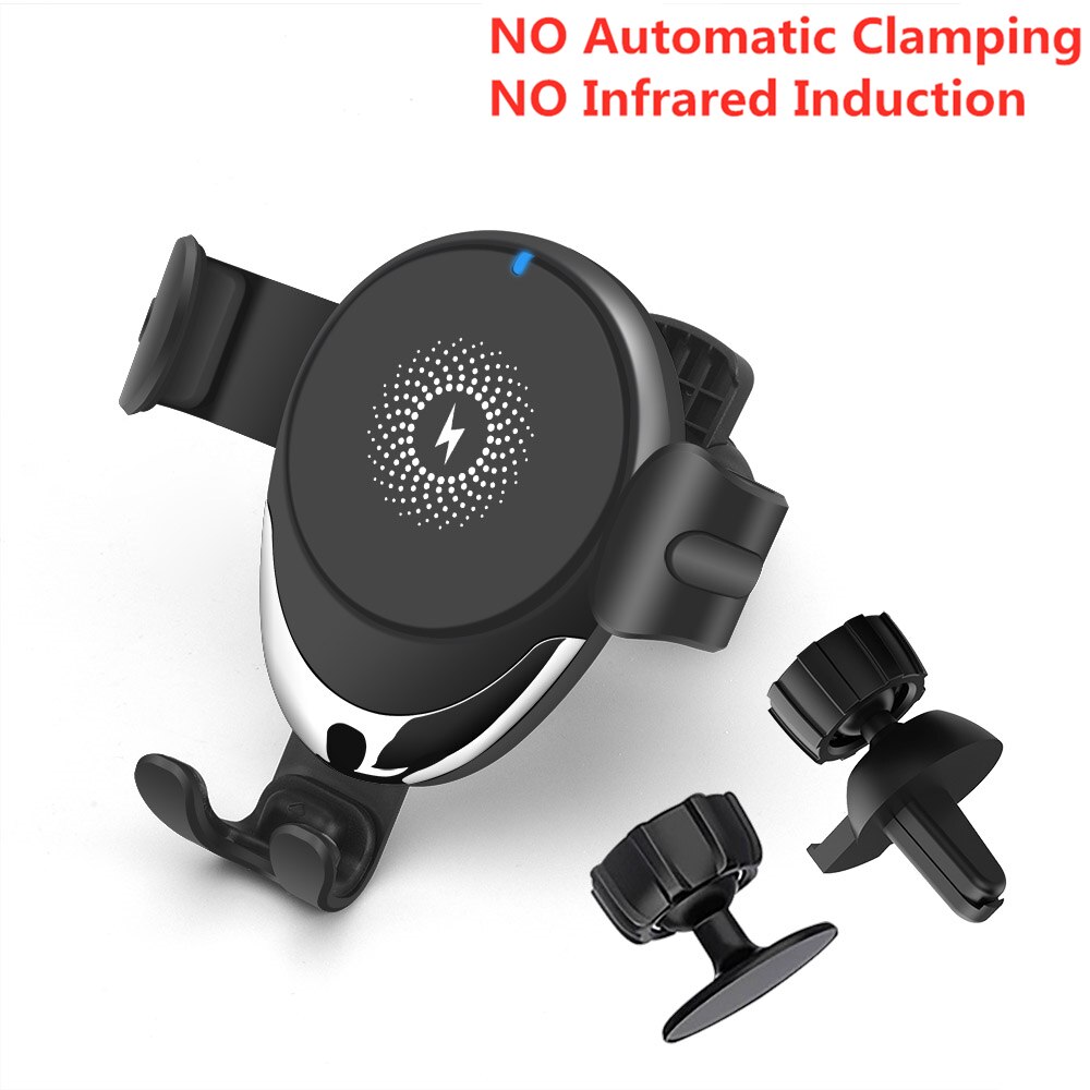 DCAE Automatic Clamping Wireless Car Charger for iPhone 11 8 X XS 10W Qi Fast Charging Air Vent Phone Holder For Samsung S20 S10: Type2 Black