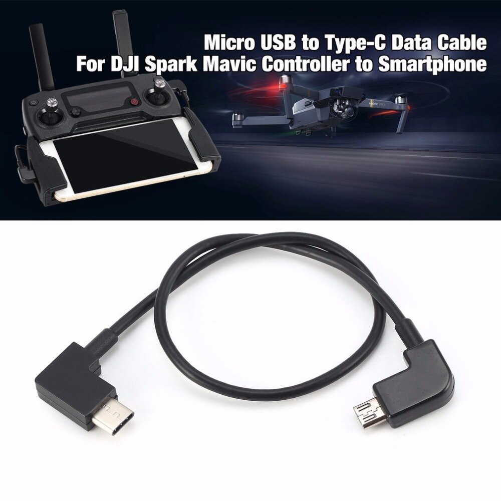 Cable de datos para DJI Spark Mavic Pro Platinum Air Controller, Cable adaptador de Puerto Micro USB a tipo C para Smartphone y tableta,
