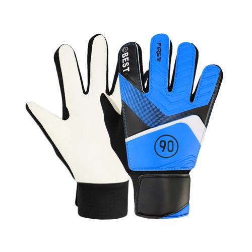 Soccer Goalie Gloves Full Finger Hand Protection Children Football Goalkeeper Glvoes: Blue7