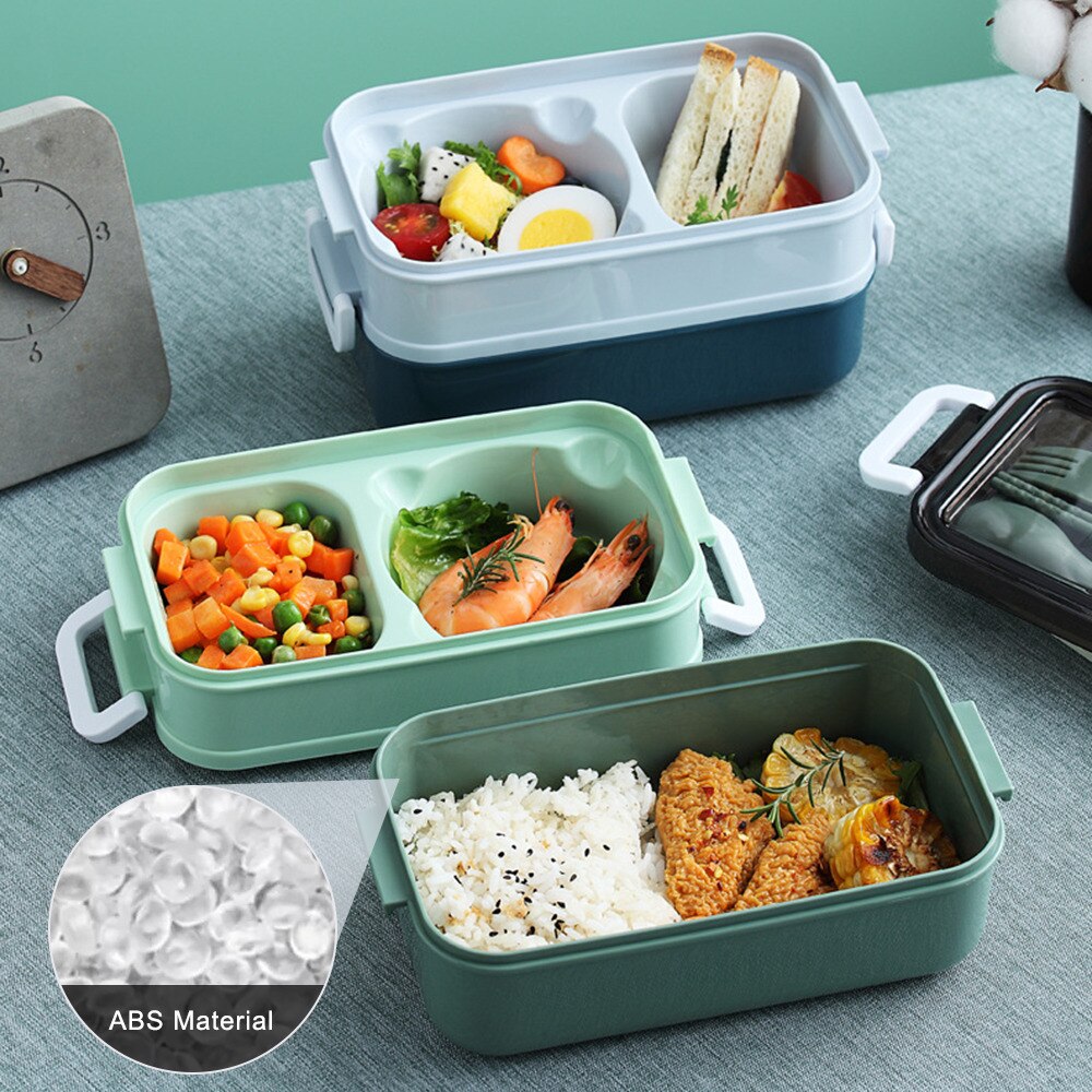 Stainless Steel Lunch Box Bento Boxes Tableware For School Kids Office Worker Double Layers Microwave Heating Lunch Container