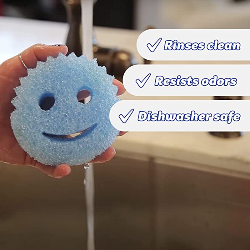 Creativity Smiley Magic Dishwashing Sponge Household Kitchenware Bathroom Cleaning Tools Scouring Powerful Scouring Pad No Box